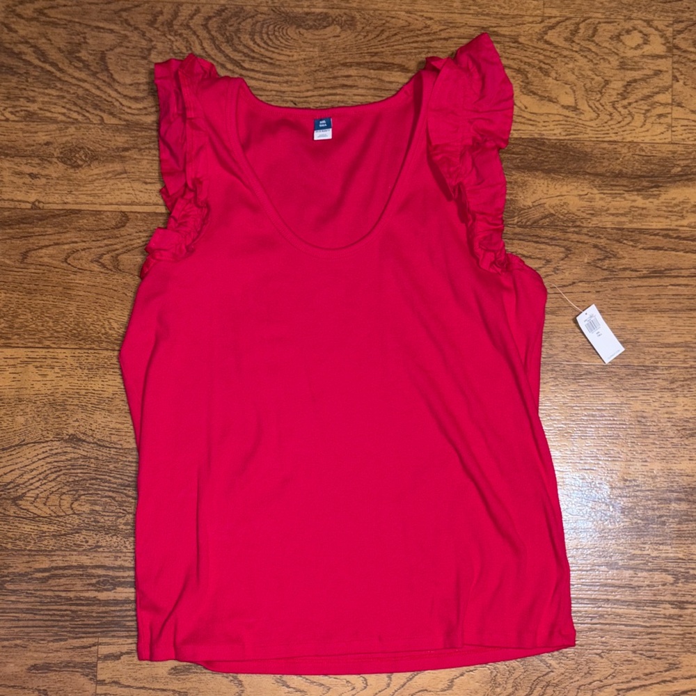 Bright Pink Ruffle-Sleeve Women's Tank Top
